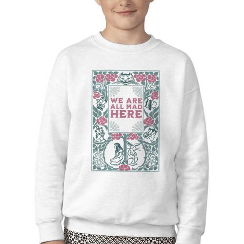 Puddin Threads Cheshire Cat Alice In Wonderland Vintage Book Adults Small Short Sleeve Classic Fit Youth Crewneck Sweatshirt - Bookorys CA