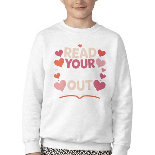 Read Your Heart Out Teacher Valentines Day Reading Book Love Youth Crewneck Sweatshirt - Bookorys