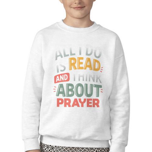 Read And Think About Prayer Faith & Book Lover Premium Youth Crewneck Sweatshirt - Bookorys DE