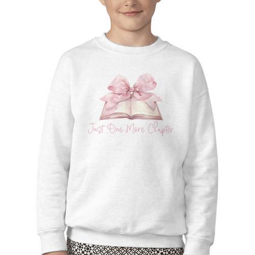 Reading Books Mom Mothers Day Coquette Pink Bow Book Lovers Youth Crewneck Sweatshirt - Bookorys
