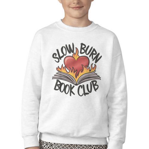 Slow Burn Book Club Romantasy Trope Smut Dark Romance Reader Youth Crewneck Sweatshirt - Bookorys