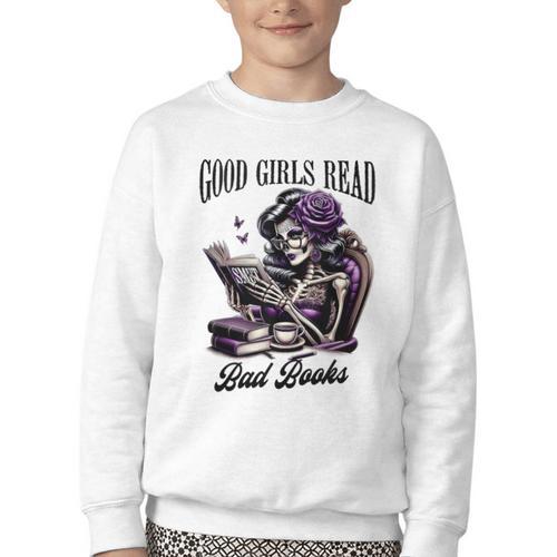 Smut Book Reading Smutty Good That Girls Read Bad Books Youth Crewneck Sweatshirt - Bookorys