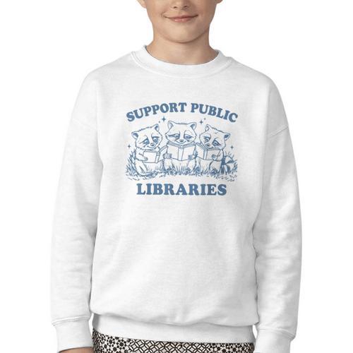Support Your Local Library Read Banned Books Librarian Youth Crewneck Sweatshirt - Bookorys AU