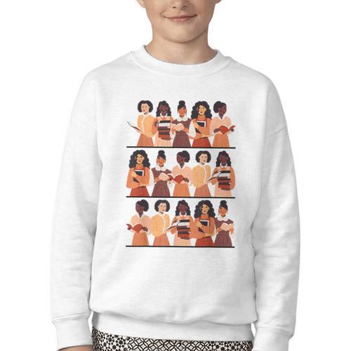 History Month Educated Black Women Girls Reading Books Youth Crewneck Sweatshirt - Bookorys