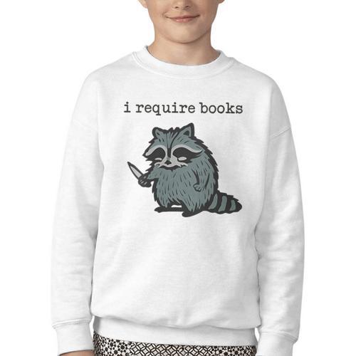Women's i Require Books Raccoon Youth Crewneck Sweatshirt - Bookorys DE