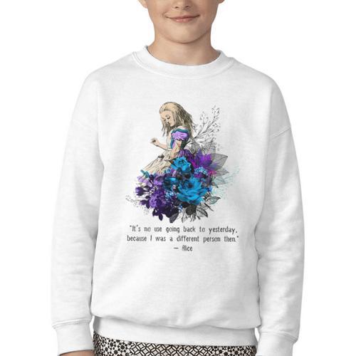 Women's Vintage Book Quote It’s No Use Going Back To Yesterday Youth Crewneck Sweatshirt - Bookorys