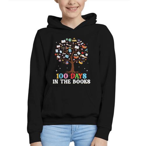 100 Days Of School 100th Day In The Books Reading Teacher Graphic Youth Hoodie - Bookorys