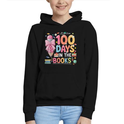 100th Day Of School Teacher Floral 100 Days In The Books Graphic Youth Hoodie - Bookorys UK