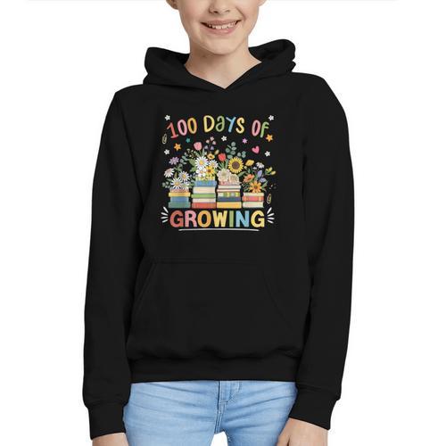 100th Day Of School Teacher Floral Books 100 Days Of Growing Graphic Youth Hoodie - Bookorys UK