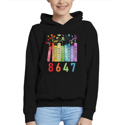 8647 Equal Rights Book Flower Trump Women Rights Feminist Graphic Youth Hoodie - Bookorys DE