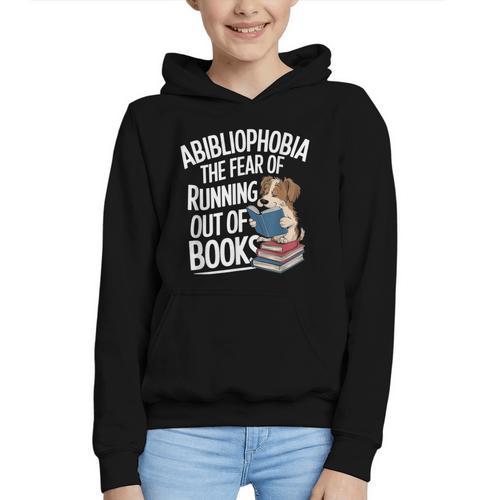 Abibliophobia Dog Book Lover Library Graphic Youth Hoodie - Bookorys AU