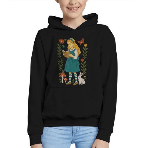 Alice In Wonderland Book Lover Lewis Carroll Rabbit Graphic Youth Hoodie - Bookorys