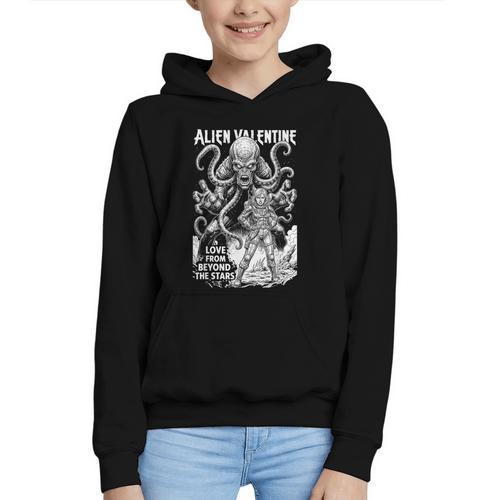Alien Valentine Science Fiction Vintage Comic Book Graphic Youth Hoodie - Bookorys