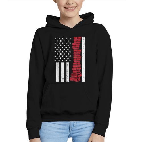 America Flag Read Book Reading Librarian Men Women Kids Graphic Youth Hoodie - Bookorys