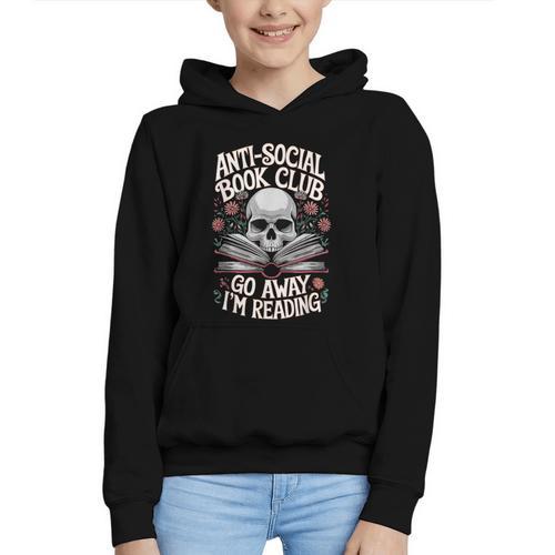 Anti-Social Book Club Go Away Im Reading Graphic Youth Hoodie - Bookorys