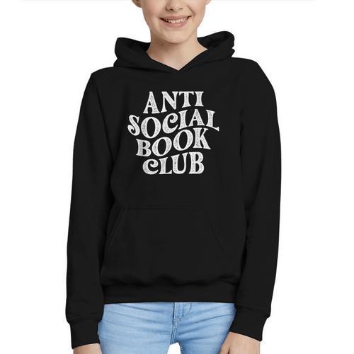 Anti Social Book Club Book Lover Reading Bookworm Reader Graphic Youth Hoodie - Bookorys CA