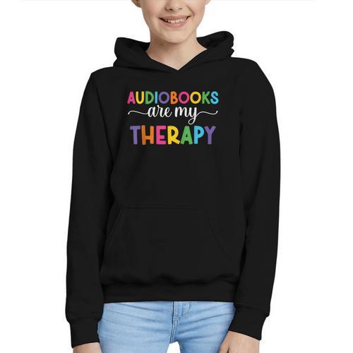 Audiobooks Are My Therapy Book Lover Audiobook Women Graphic Youth Hoodie - Bookorys CA