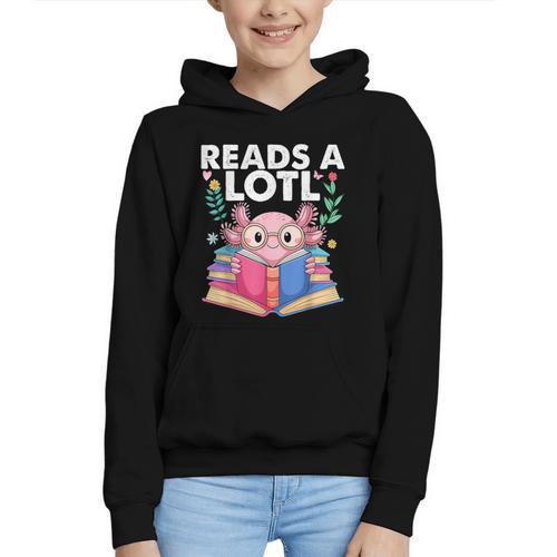 Axolotl Books Readsalotl Reading Bookworm Boys Girls Graphic Youth Hoodie - Bookorys