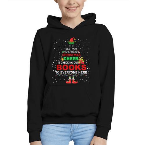 The Best Way To Spread Christmas Cheer Is Checking Out Books Graphic Youth Hoodie - Bookorys AU