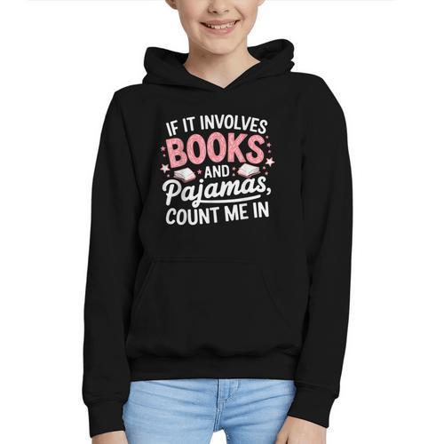 Book & Pajamas Humorous Book Lover Reading Bedtime Graphic Youth Hoodie - Bookorys