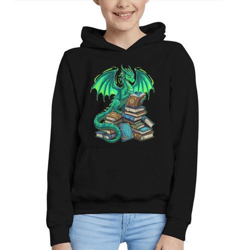 Book Dragon Reading Fantasy Graphic Youth Hoodie - Bookorys