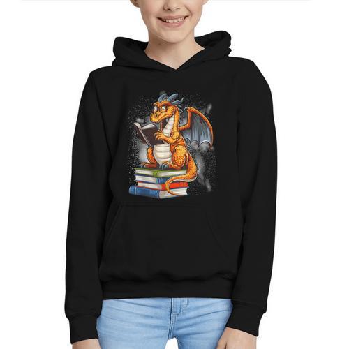 Book Dragon Reading Book Lover Graphic Youth Hoodie - Bookorys