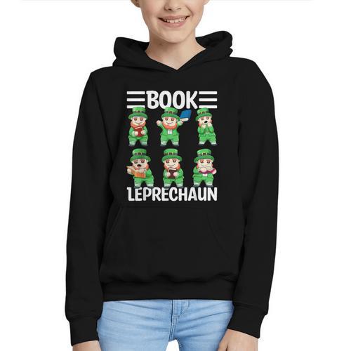 Book Leprechaun St Patrick's Day Library Librarian Reading Graphic Youth Hoodie - Bookorys AU