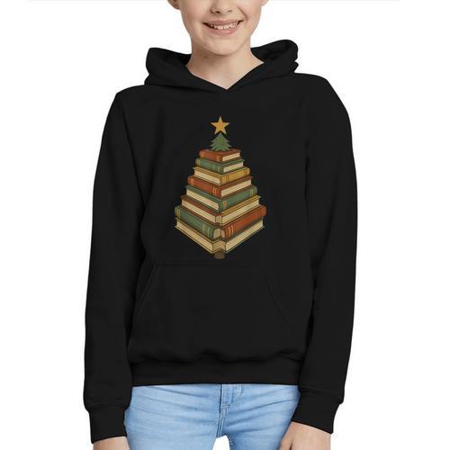 Book Lover Christmas Graphic For Librarians Graphic Youth Hoodie - Bookorys AU