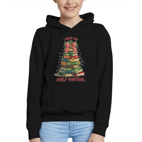 Book Lover Christmas Tree I Have No Shelf Control Graphic Youth Hoodie - Bookorys DE