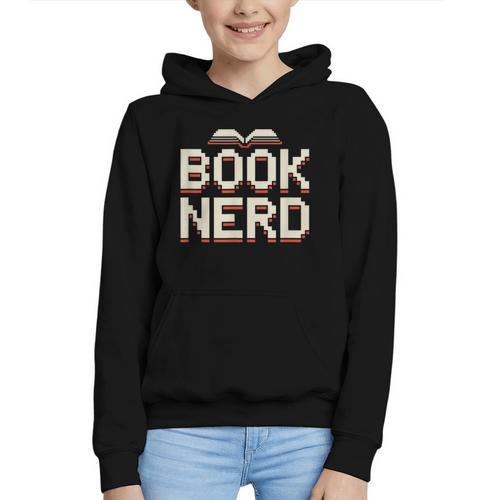 Book Nerd Retro Pixel Reading Librarian Aesthetic Graphic Youth Hoodie - Bookorys CA