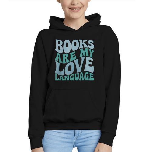 Books Are My Love Language Retro Book Quote Graphic Youth Hoodie - Bookorys DE