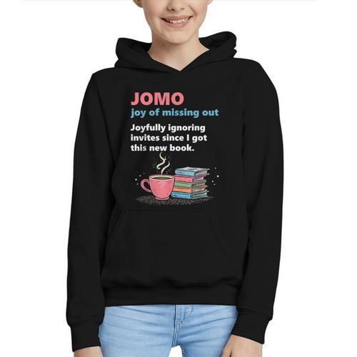 Books Saying JOMO Joy Of Missing Out For Bookworms Graphic Youth Hoodie - Bookorys CA
