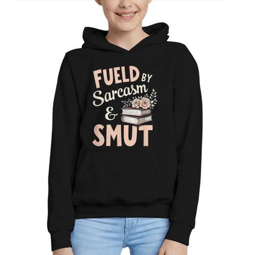 Bookworm Fueled By Sarcasm And Smut Book Reading Graphic Youth Hoodie - Bookorys
