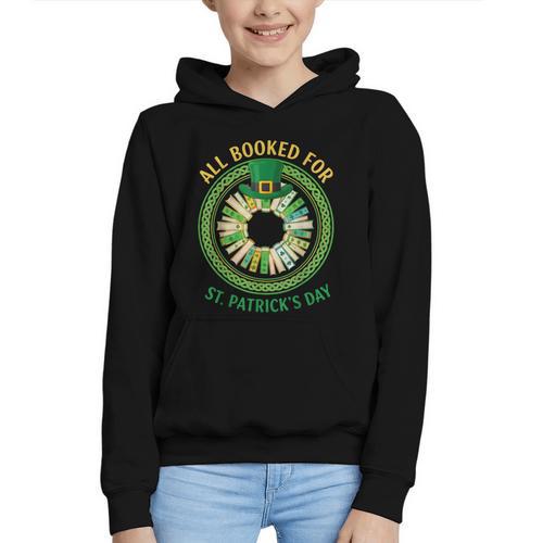 Bookworm Irish All Booked For St Patrick's Day Book Lover Graphic Youth Hoodie - Bookorys