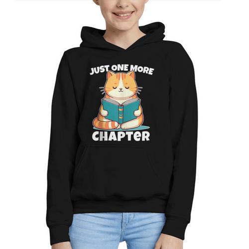 Cat Reading Books Bookworm Read One More Chapter Graphic Youth Hoodie - Bookorys CA