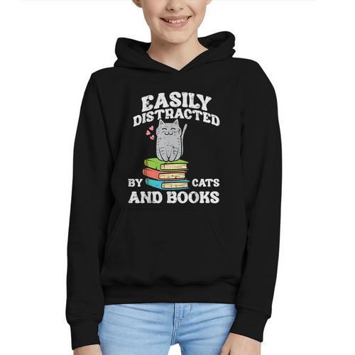 Cats And Books Read Reading Librarian Book Across America Graphic Youth Hoodie - Bookorys