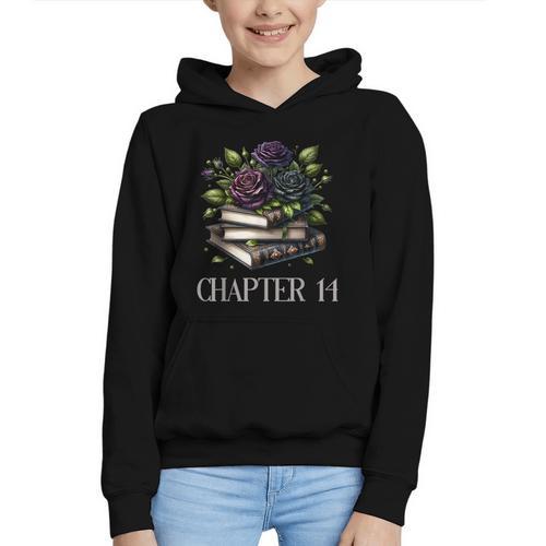 Chapter 14 14th Birthday Girls Book Lovers Gothic Flowers Graphic Youth Hoodie - Bookorys