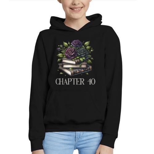 Chapter 40 40th Birthday Women Book Lovers Dark Romance Graphic Youth Hoodie - Bookorys UK