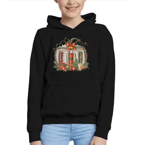 Christmas Book Pumpkin Reading Holiday Lovers Teacher Graphic Youth Hoodie - Bookorys DE