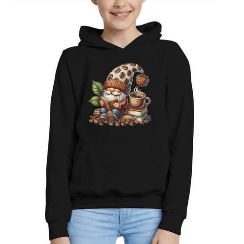 Coffee And Book Reading Accessories For Book Lovers Gnome Graphic Youth Hoodie - Bookorys DE