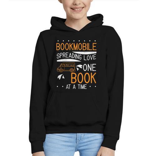 Cool Bookmobile Librarian Spreading Love One Book At A Time Graphic Youth Hoodie - Bookorys