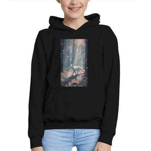 Cottagecore Fox Fox Books Flowers Wildlife Nature Graphic Youth Hoodie - Bookorys
