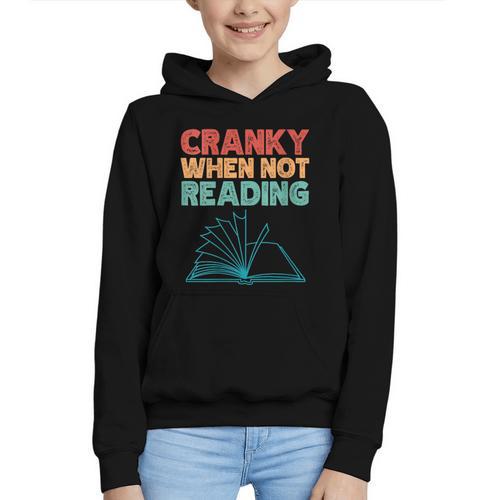Cranky When Not Reading Retro Vintage Book Lover Graphic Youth Hoodie - Bookorys AU