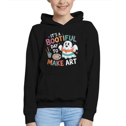 Cute Ghost Book Halloween Spooky Boo School Art Teacher Graphic Youth Hoodie - Bookorys UK