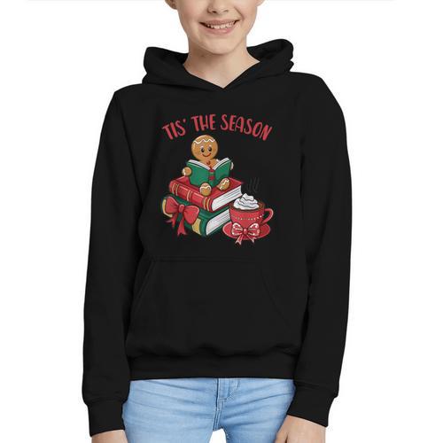 Cute Gingerbread Man Reading Book Nerd Christmas Bookish Graphic Youth Hoodie - Bookorys DE