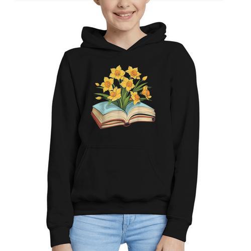 Daffodils Flowers Book Floral Graphic Youth Hoodie - Bookorys CA