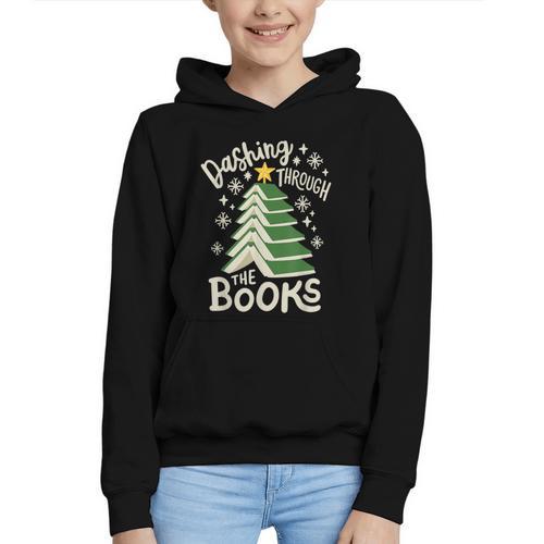 Dashing Through The Books Christmas Book Lovers Men Women Graphic Youth Hoodie - Bookorys DE