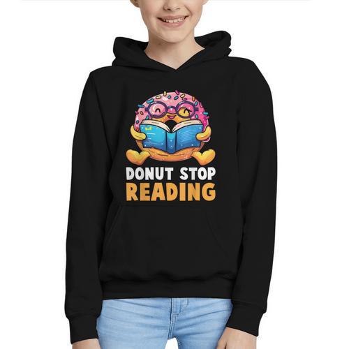 Donut Stop Reading Cute Book Reader Bookworm Donut Day Graphic Youth Hoodie - Bookorys UK