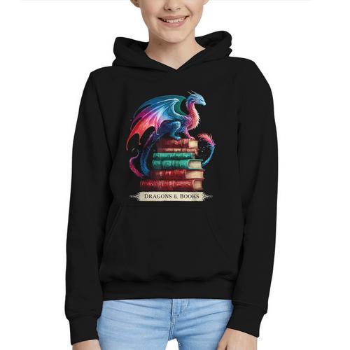 Dragons And Books Dragonworm Book Lover Reading Graphic Youth Hoodie - Bookorys AU