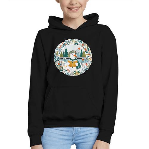 Duck Wilderness Book Reading Illustration Floral Graphic Youth Hoodie - Bookorys AU